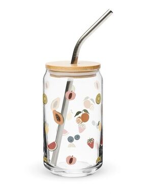 Sonoma Fruit Glass Tumbler w Glass Straw